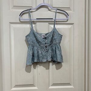 Princess Polly Light Blue Floral Button-Up Blouse/Camisole